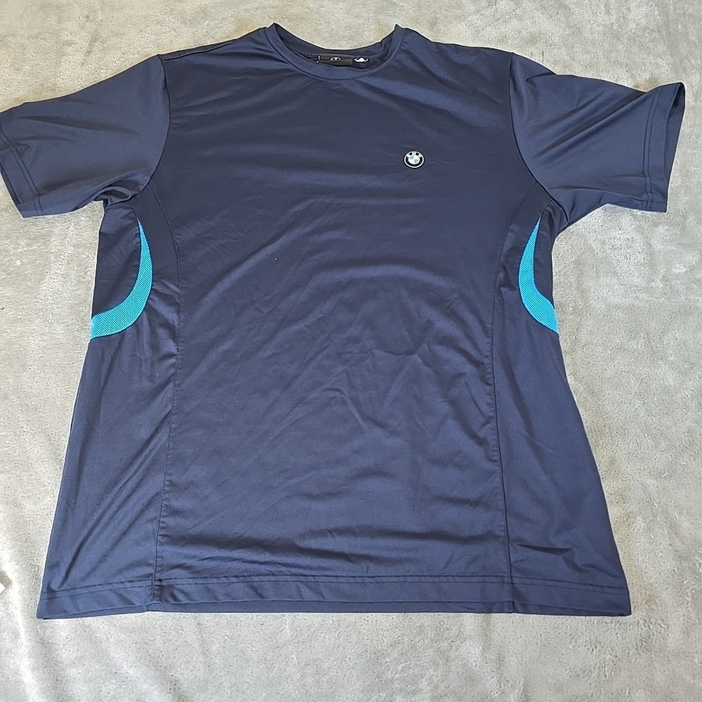 BMW Shirt Mens Large‎ Blue Shortsleeve Activewear Sportswear Car Driver